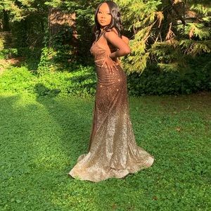 Champagne Ombré Prom Dress